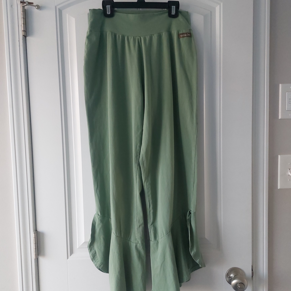 Matlida Jane Olive Green Ruffle-Hem Wide Leg Pants - Picture 4 of 4